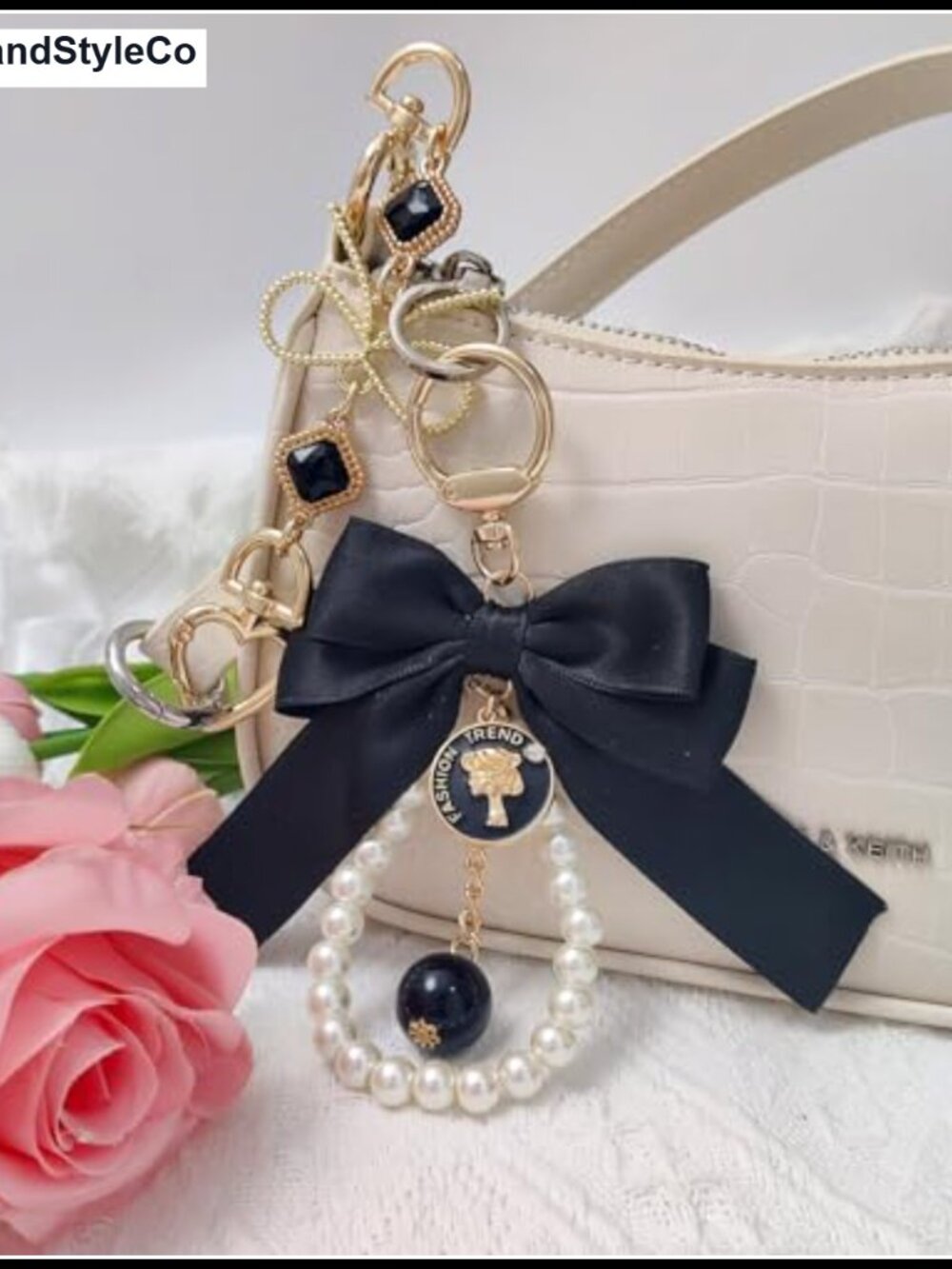 Purse Extender Chain & Bow Keychain Kit Alloy Ribbon Bag Strap Extenders Charms - Picture 4 of 6